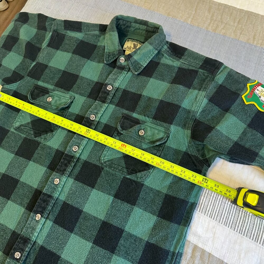 Field & Stream Casual Button Down Mens XL Green Plaid Rugged Flannel Shacket - Picture 5 of 7